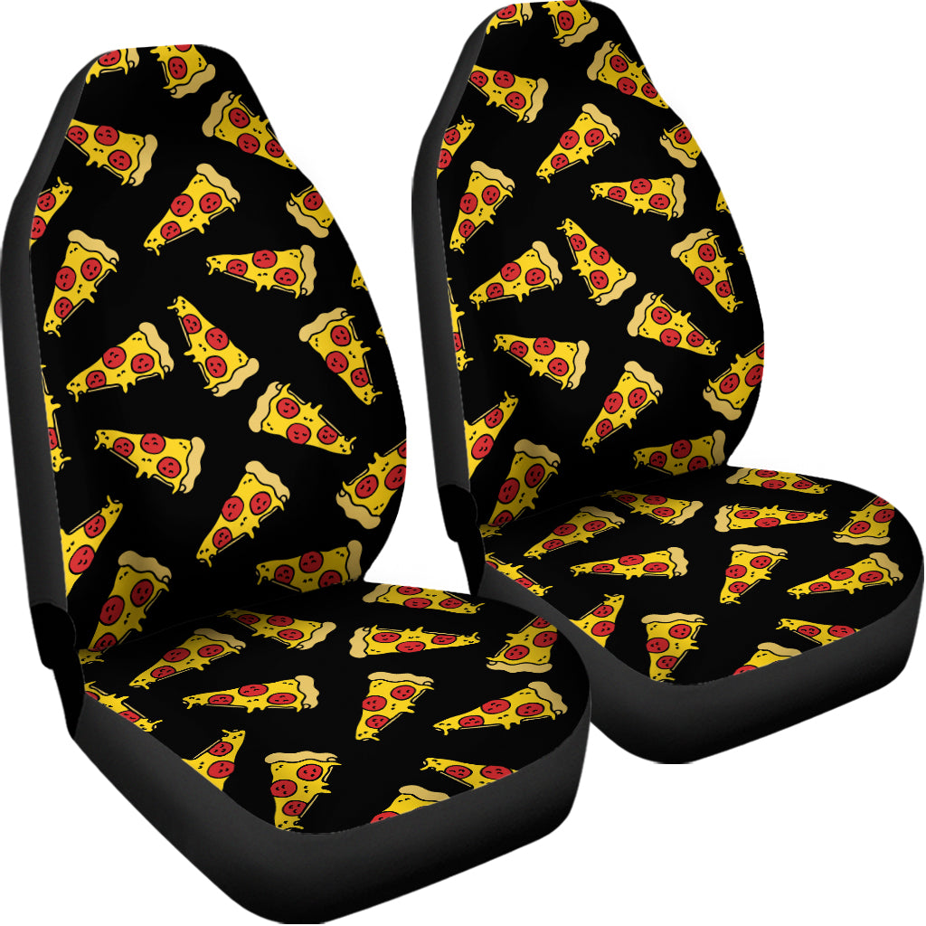 Black Pizza Pattern Print Universal Fit Car Seat Covers