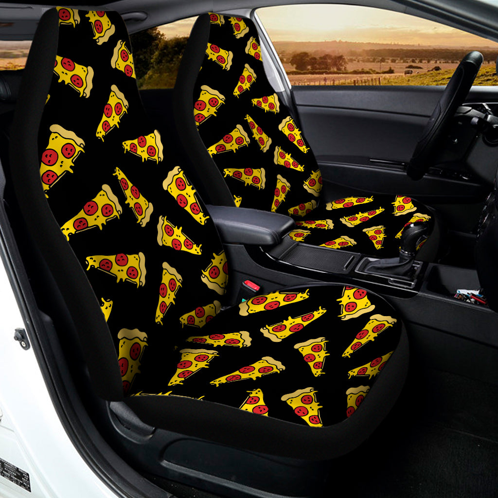 Black Pizza Pattern Print Universal Fit Car Seat Covers