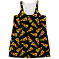 Black Pizza Pattern Print Women's Racerback Tank Top
