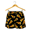 Black Pizza Pattern Print Women's Shorts