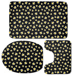 Black Plumeria Flower Pattern Print 3 Piece Bath Mat Set