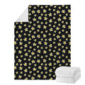 Black Plumeria Flower Pattern Print Blanket