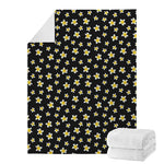 Black Plumeria Flower Pattern Print Blanket