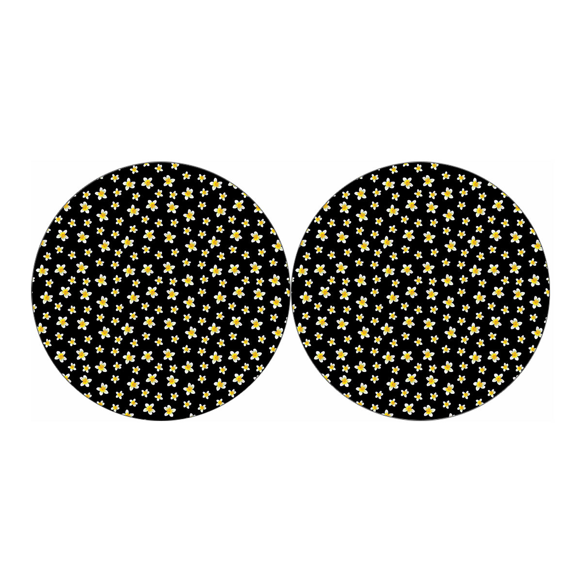 Black Plumeria Flower Pattern Print Car Coasters