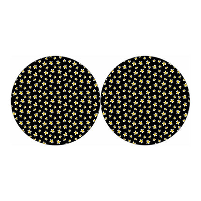 Black Plumeria Flower Pattern Print Car Coasters