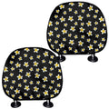 Black Plumeria Flower Pattern Print Car Headrest Covers