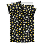 Black Plumeria Flower Pattern Print Duvet Cover Bedding Set