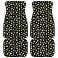 Black Plumeria Flower Pattern Print Front and Back Car Floor Mats
