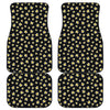 Black Plumeria Flower Pattern Print Front and Back Car Floor Mats