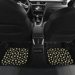 Black Plumeria Flower Pattern Print Front and Back Car Floor Mats