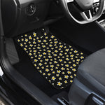 Black Plumeria Flower Pattern Print Front Car Floor Mats