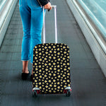 Black Plumeria Flower Pattern Print Luggage Cover