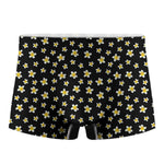 Black Plumeria Flower Pattern Print Men's Boxer Briefs