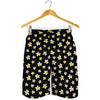 Black Plumeria Flower Pattern Print Men's Shorts