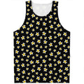 Black Plumeria Flower Pattern Print Men's Tank Top