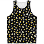 Black Plumeria Flower Pattern Print Men's Tank Top