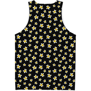 Black Plumeria Flower Pattern Print Men's Tank Top