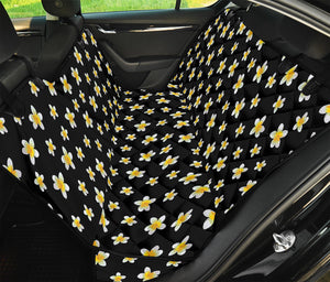 Black Plumeria Flower Pattern Print Pet Car Back Seat Cover