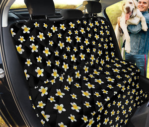 Black Plumeria Flower Pattern Print Pet Car Back Seat Cover