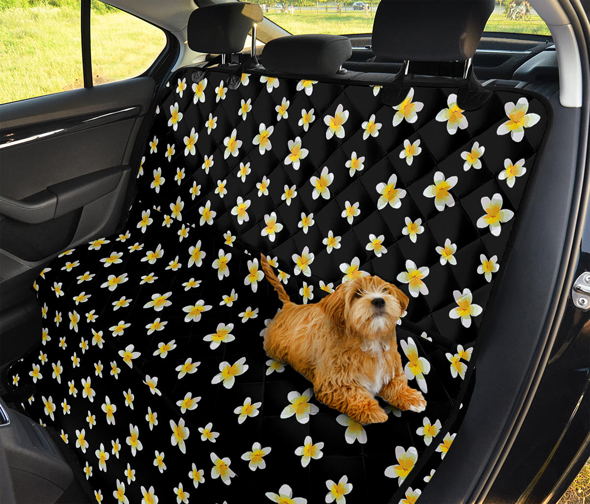 Black Plumeria Flower Pattern Print Pet Car Back Seat Cover