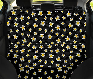 Black Plumeria Flower Pattern Print Pet Car Back Seat Cover