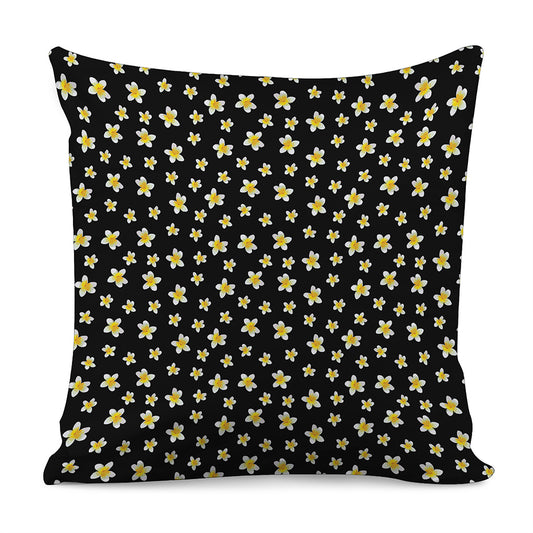 Black Plumeria Flower Pattern Print Pillow Cover