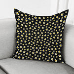 Black Plumeria Flower Pattern Print Pillow Cover