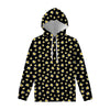 Black Plumeria Flower Pattern Print Pullover Hoodie