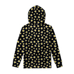 Black Plumeria Flower Pattern Print Pullover Hoodie