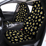 Black Plumeria Flower Pattern Print Universal Fit Car Seat Covers