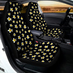 Black Plumeria Flower Pattern Print Universal Fit Car Seat Covers