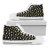 Black Plumeria Flower Pattern Print White High Top Shoes