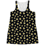 Black Plumeria Flower Pattern Print Women's Racerback Tank Top