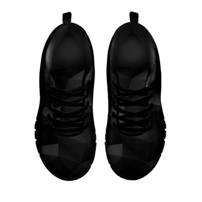 Black Polygonal Geometric Print Black Sneakers