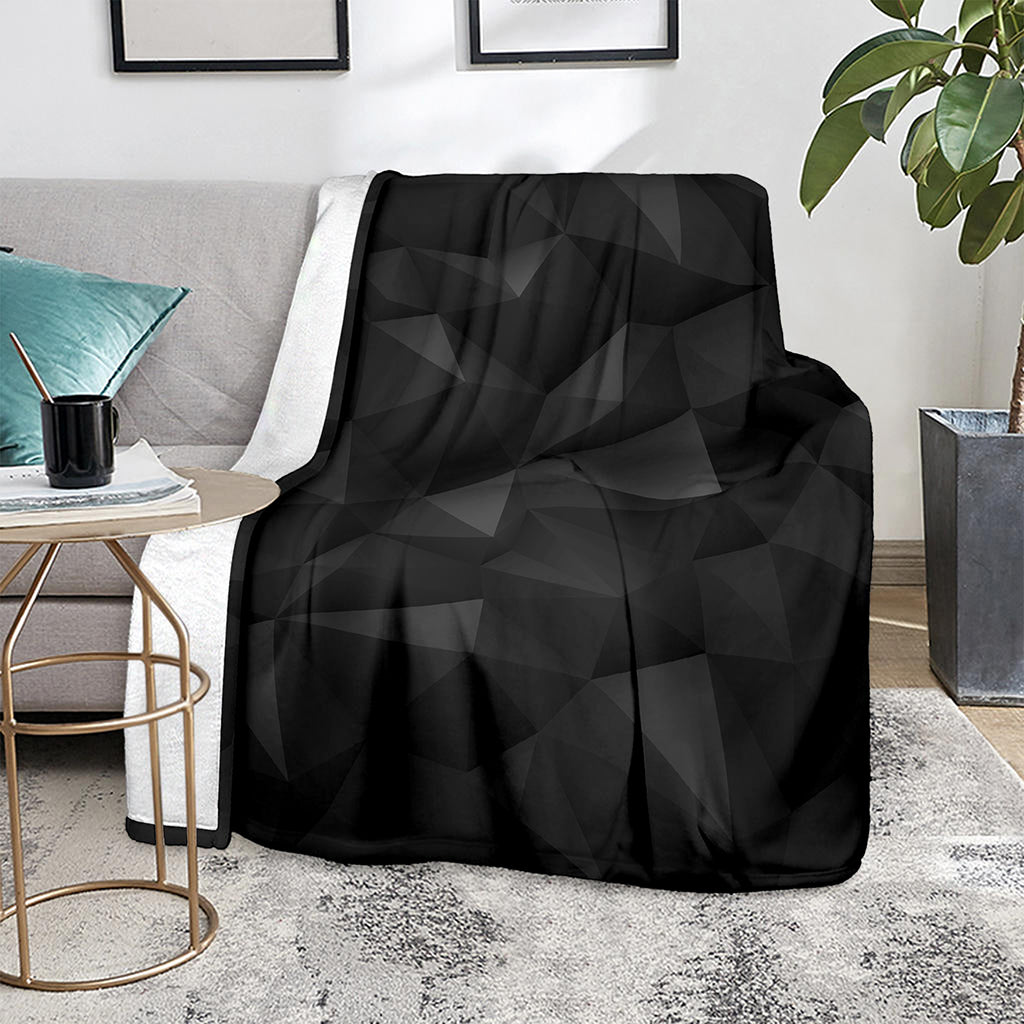 Black Polygonal Geometric Print Blanket