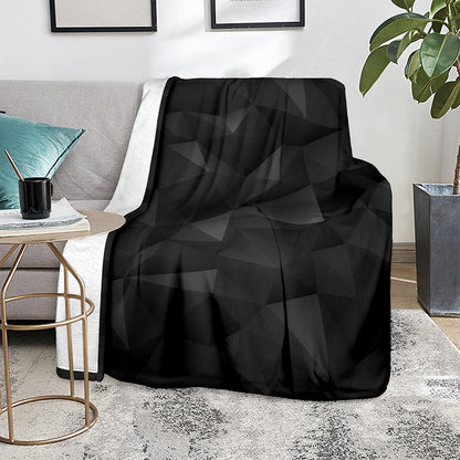 Black Polygonal Geometric Print Blanket