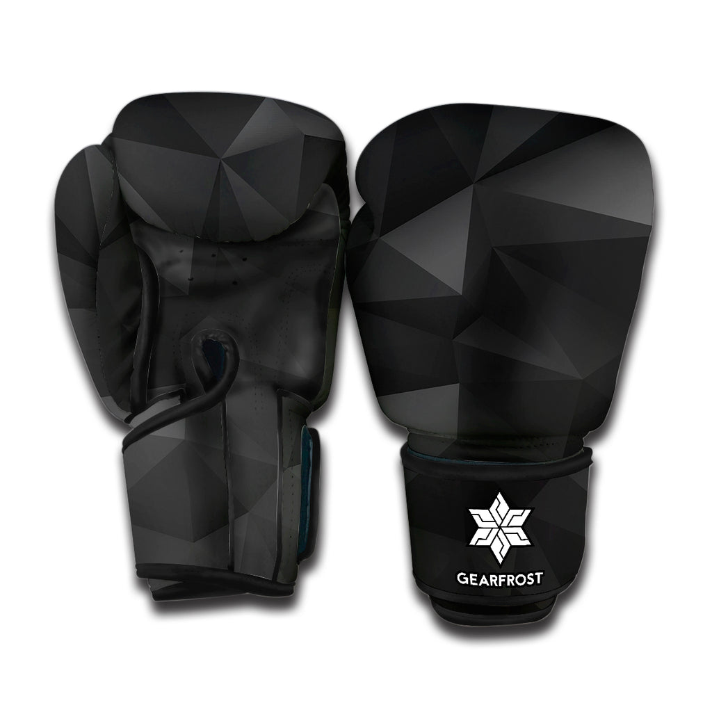 Black Polygonal Geometric Print Boxing Gloves