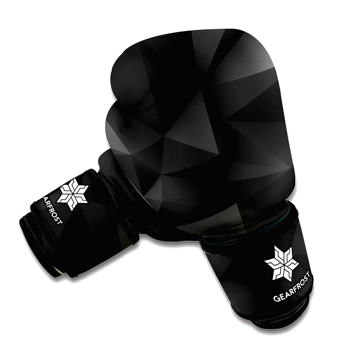 Black Polygonal Geometric Print Boxing Gloves