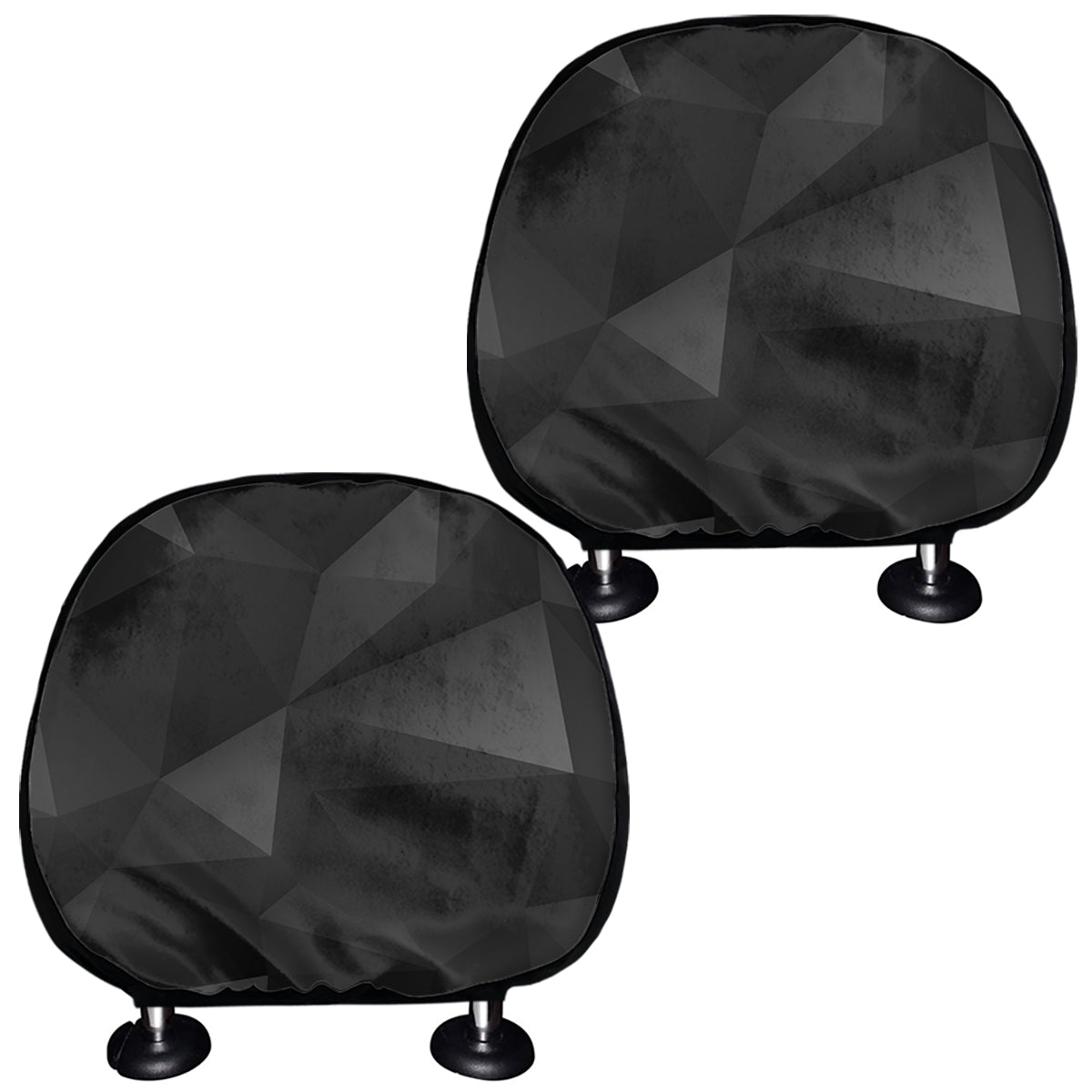 Black Polygonal Geometric Print Car Headrest Covers