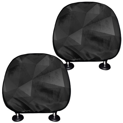 Black Polygonal Geometric Print Car Headrest Covers