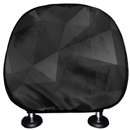 Black Polygonal Geometric Print Car Headrest Covers