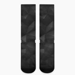 Black Polygonal Geometric Print Crew Socks