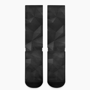 Black Polygonal Geometric Print Crew Socks