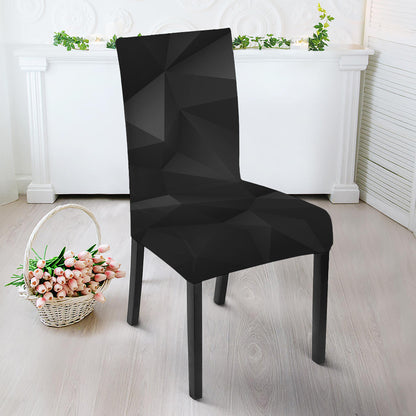Black Polygonal Geometric Print Dining Chair Slipcover
