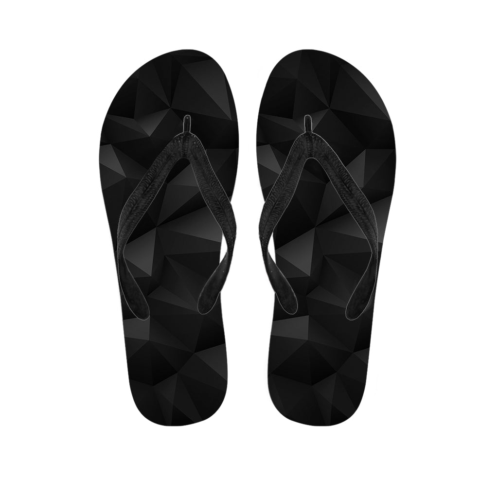 Black Polygonal Geometric Print Flip Flops