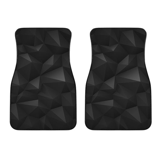 Black Polygonal Geometric Print Front Car Floor Mats