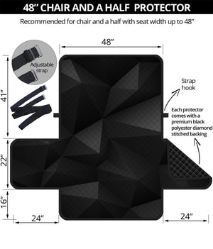 Black Polygonal Geometric Print Half Sofa Protector