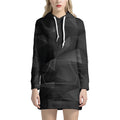Black Polygonal Geometric Print Pullover Hoodie Dress
