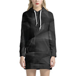 Black Polygonal Geometric Print Hoodie Dress