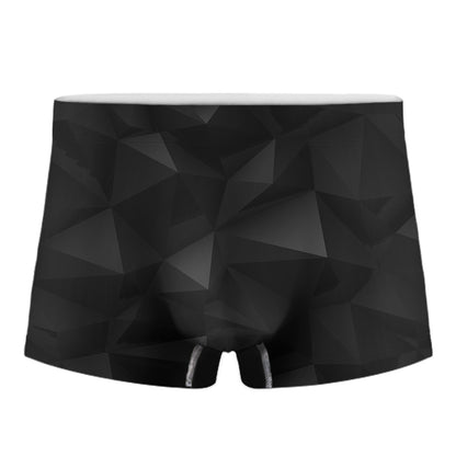 Black Polygonal Geometric Print Men's Boxer Briefs